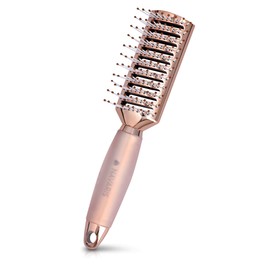 Navaris Tunnel Brush for Blow-Drying and Styling - Hair Brush Skeleton Brush for Short and Long Hair - Hair Brush in Metallic Rose Gold