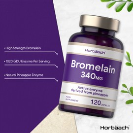 Bromelain 340mg | 120 High Strength Capsules | Digestive Enzyme Supplements | by Horbaach