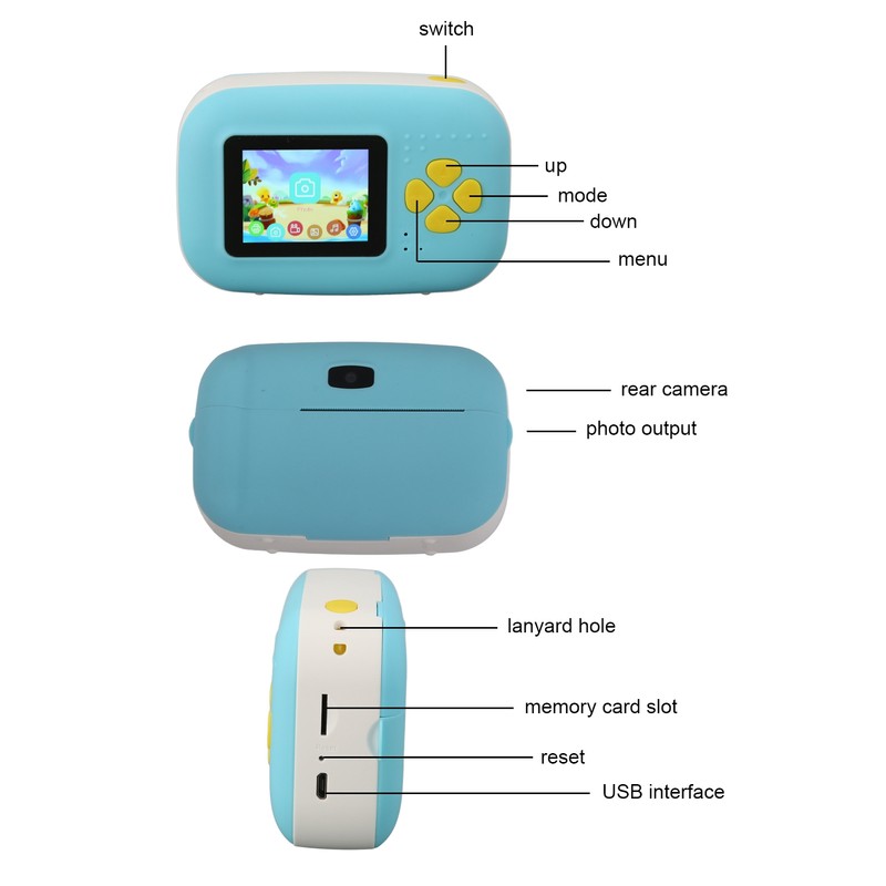 Instant Camera 2in HD Screen Dual 16MP Camera USB Charge
