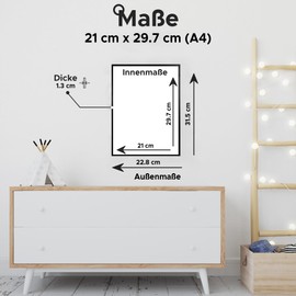 Estancia Pine Wood Picture Frame A4 (21 x 30 cm) Picture Frame in 21 x 30 A4 Black with Shatterproof Plexi Glass Modern Wooden Portrait Frame