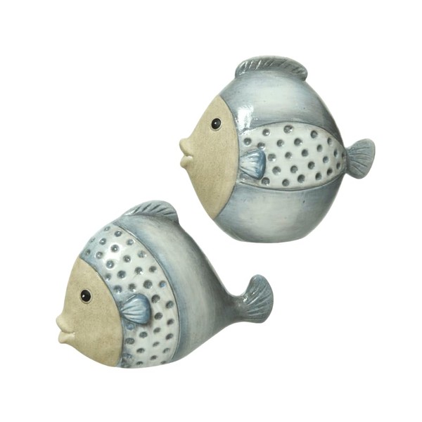 Generic 2 x Decorative Glazed Pottery SWIMMING FISH Ornaments -
