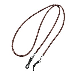 ZooooM ZM-KAWAMEGA Leather Simple Glasses, Sun Glasses, Chain, Glasses, Strap, Drop Prevention, Cord Reel,, Braun