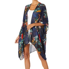 Moss Rose - Kimono de playa para mujer con estampado floral bohemio, Jardín tropical, Talla única
