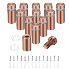 uxcell 12 Pcs 1/2" x 1-1/5" Standoff Screws Stainless Steel Wall Mount Sign Mounting Hardware Kit with 14pcs Screws for Hanging Acrylic Glass Signs Advertising Boards, Rose Gold