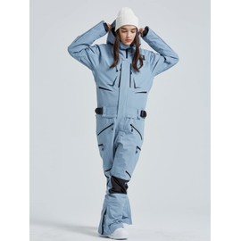 SEARIPE Women and Men's Ski Suits One Piece Jumpsuit Winter Outdoor Waterproof Warm Snowsuits(72blue,XL)