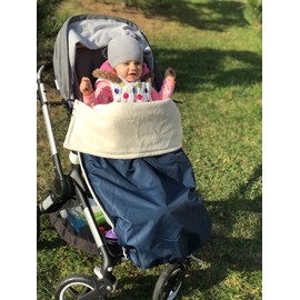 Waterproof Warm Blanket for Pushchair, Buggy, Jogger (Dark Blue/Organic Cotton)