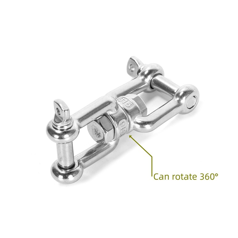 Ruimou 1Pcs 316 Stainless Steel Double Shackle Universal Swivel Ring