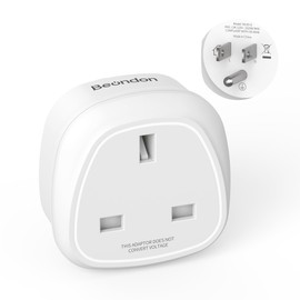 BEONDON UK to USA Plug Adapter, Type G to Type B Grounded 3 Prong, 1-Pack
