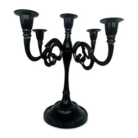 Rely+ Five Arm Candelabra 11-inch Tall Candle Holder.Glossy Black Candlesticks Holder for Table.