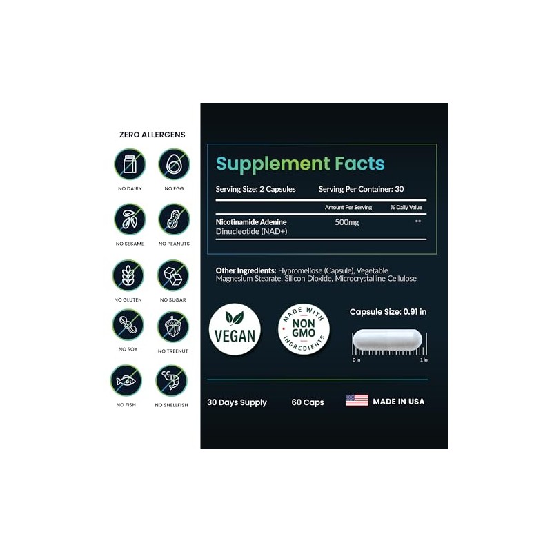 Forestleaf Suplemento de Nad+: 500 Mg de Nad Plus Puro
