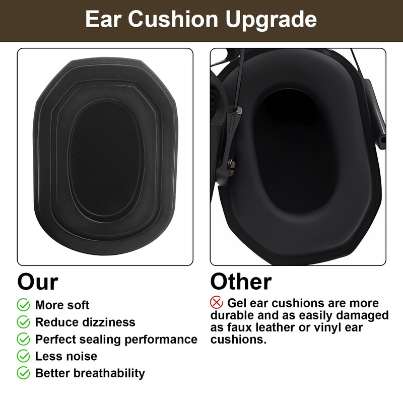 GEP03 Upgraded Gel Ear Pads Compatible with Walker's Razor Earmuffs,