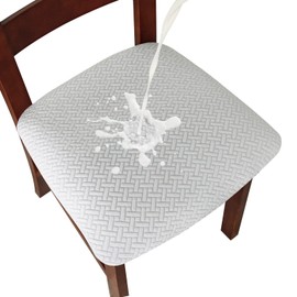 Genina Waterproof Seat Covers for Dining Room Chairs covers dining chair seat covers Kitchen Chair Covers slipcovers (White, 2 Pcs)