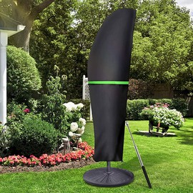 GEMITTO Patio Umbrella Cover, Waterproof Outdoor Offset Market Umbrella Parasol Covers with Zipper & Rod, for 9-13ft Cantilever Umbrellas, Anti-UV Rain Wind Dust(420D Cantilever Umbrella Cover), Black