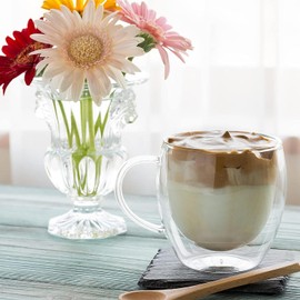 EasyWare Premium Set de Vasos y Tazas de Doble Pared de Vidrio Tèrmico Borosilicato Para Capucchino Espresso Té Café Etc (4 x 250ml)