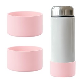 YELARXI Tumbler Boot Silicone Anti-Slip Protective Sleeve Bottom Water Bottle Accessories, 3 Inch Diameter Fit for Stainless Steel Sports Vacuum Flask - 12-40oz (2 Pack, Light Pink)