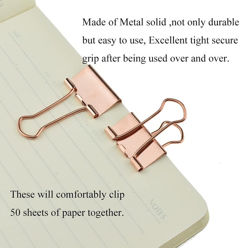 HAHIYO Binder Clips Paper Clamps Spring Steel Sturdy 0.98 inch