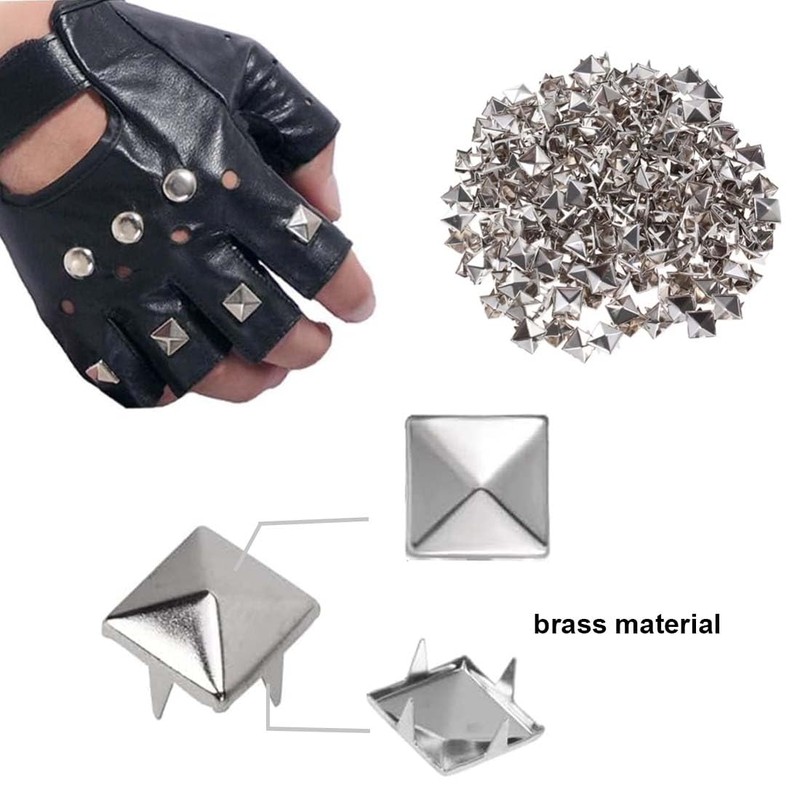 WeddHuis 50 Pieces Square Metal Rivets, Pyramid Spike Rivets, DIY