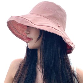 Kisyard Reversible Bucket Hat for Women Summer UV Sun Protection Wide Brim Fishing Hat Foldable Travel Beach