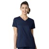 WonderWink WonderWORK Women’s Shaped V-Neck Scrub Top — Navy, Medium