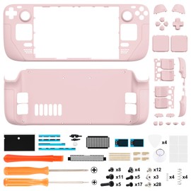 eXtremeRate Carcasa Compatible con Steam Deck LCD Accesorios Placa de Repuesto Cubierta Funda Case con Botones para Steam Deck Consola NO Incluida(Rosa)
