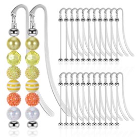 24 Pcs Beadable Bookmarks DIY Metal Bookmark Bar, Metal Beadable Blank Bar Beaded Bookmark Craft Jewelry Pendant DIY Modern, Charm Gifts for Book Lovers, Students, Teachers Office Supplies (Silver)