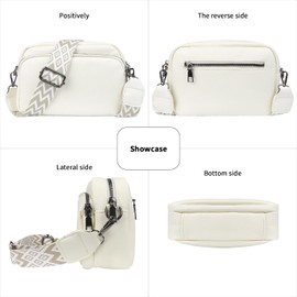 Leder Crossbody Bag Damen Tasche Damen Breiter Gurt Handtasche Damen Klein Umhängetasche Damen Reißverschluss und Abnehmbar Schultergurt Handytasche Zum Umhängen Frauen Taschen Beige Bags for Women