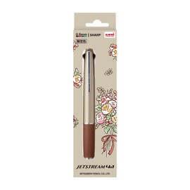 Mitsubishi Pencil GMSXE51000525 Multi-function Pen Jet Stream 4 & 1 0.5 Limited Edition Flower Illustration Gift Package Champagne Gold Easy Writing