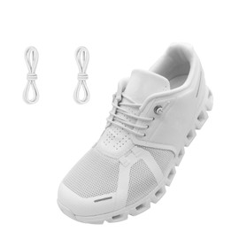 NDTEZUGT 1/10" (2.5mm) Elastic Thin Shoe Laces, Stretchy Round Bungee Shoelaces Replacement Speed Laces for On Cloud Sneakers, Stretch Shoe Stings Tieless (White, 24''/60cm)