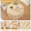 Laolitou Yellow Checkered Round Tablecloth Washable Buffalo Plaid Table Cloth