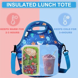 Lonchera para Niños, VASCHY Bolsa de Almuerzo de Neopreno Liviano para Niños Pequeños y Niñas a la Escuela Guardería Jardín de Infantes