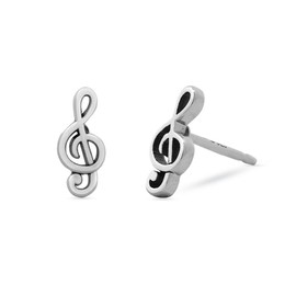 Boma Jewelry Sterling Silver Treble Clef Music Stud Earrings