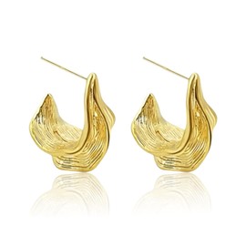 JoyToGo 18K Gold Plated Earrings for Women Irregular Leaf Drop Dangle Chunky Statement Earring Lightweight Jewelry Gifts for Her