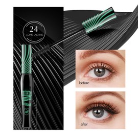 3pcs(Green) False Lash Effect Mascara Set,Primer Waterproof Mascara,Tubing Mas/cara,Volume Effect False Eyelashes Masc/ara,Extra Long Fiber Mas/cara,Long Lasting 4D Silk Fiber Ma/scara Black Volume