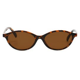 LJCZKA Retro Ovale Sonnenbrille für Damen Herren, 90er Vintage Kleine Katzenaugen Sonnenbrille Mode y2k Oval Brille Schmal Rahmen mit UV Schutz (Leopard Braun)