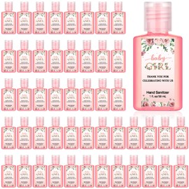 Gejoy 48 Pack Baby Shower Mini Hand Sanitizers Bulk Travel Size Hand Sanitizers Gifts for Baby Girl Shower Gender Reveal Party Favors