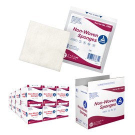 Dynarex Non-Woven Sponges, Sterile, Gauze Sponges, for Cleansing, Prepping and Dressing, Highly-Absorbent and with Less Linting, 3"x 3", 4 Ply, 1 Case of 1200 Non-Woven Sponges (24 Boxes of 50)