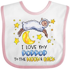 inktastic I Love My Poppop To the Moon and Back Cute Sheep Baby Bib White and Pink 39fca