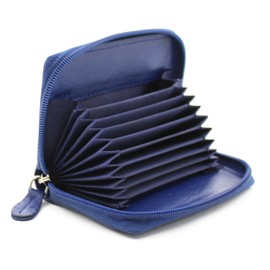 STARHIDE Womens RFID Small Leather Fan Concertina Palm Credit Card Holder 1234 (Blue)