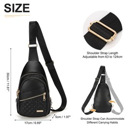 DTGN Sling Bags for Women Man - Small Crossbody Backpack - PU Leather Women's Chest Bag Casual Packs for Travel - Black