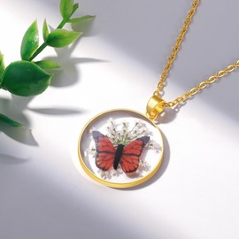 Monarchfalter Halskette | Gepresste Papierschmetterling Halskette | Schmetterlingskette | Monarchfalter steht für Kraft und Hoffnung | 45 cm