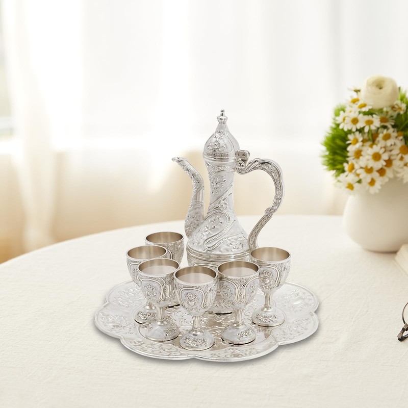 Complete Tea Set with 1 Teapot, 6 Tea Cups &