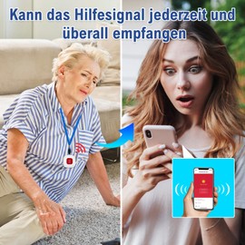 DAYTECH WiFi Tuya Smart Notrufknopf für Senioren auf Handy, WLAN SOS Notruf, Hausnotruf, Senioren Notfallknopf Alert System für ältere Patienten Behinderte, Kinder