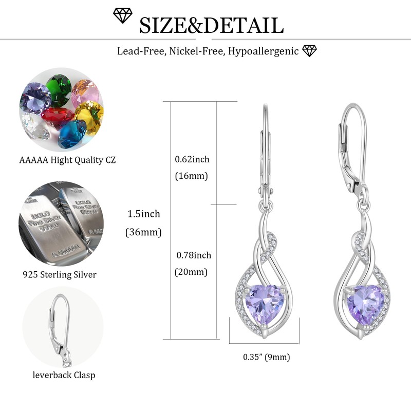 FYNSBLE Infinity Earrings for Women 925 Sterling Silver Dangle Drop