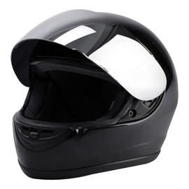 TCMT Gloss Black DOT Flip up Full Face Street Dirt Bike ATV Off-Road Motorcycle Motocross Helmet with Open Face Sun Shield