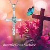 CUPENDA Cross Butterfly Necklace for Women Sterling Silver Butterfly CZ