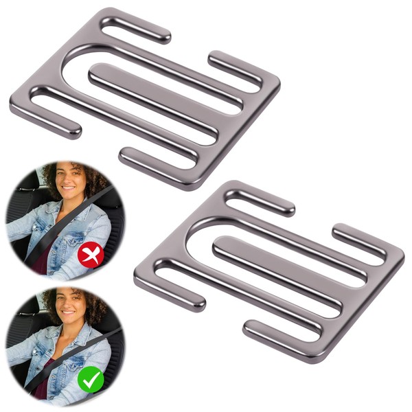 Pack of 2 Car Seat Belt Clips, Zinc Alloy Belt Buckle Clip, Belt Extension Aeroplane Clip, Seat Belt Adjustment Clip, Belt Pressure Relief for All Car Seat Belts