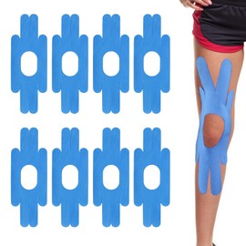 Kinesiotapes 8 Pieces Kinesiology Tape Sport Knee Tape Kinesiotapes Pre-Cut Physio Tape Breathable and Waterproof to Protect the Knees During Training (Blue)