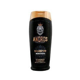 Shampoo Con Minoxidil - Andros - 400 Ml - Sin Parabenos - Anticaída/Se usa para estimular el crecimiento del cabello y desacelerar la calvicie.