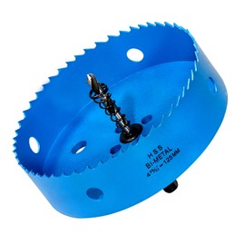 HYCHIKA Hole Saw 125 mm, Bi-Metal Hole Cutter Made of High-Speed Steel HSS for Metal, Aluminium, Plastic, Stainless Steel, Plastic, Wood, Plaster and much more, with Separable Drill and Allen Key