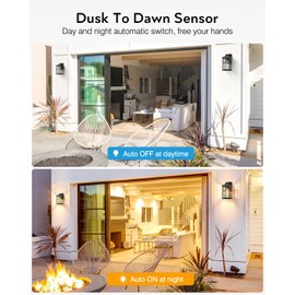 OPAXIS Outdoor Wall Lights Dusk to Dawn, Black Outdoor Lights for House, Waterproof Exterior Lighting Fixtures, Outdoor Light Fixture with Tempered Glass for House, Porch, Garage, Doorway